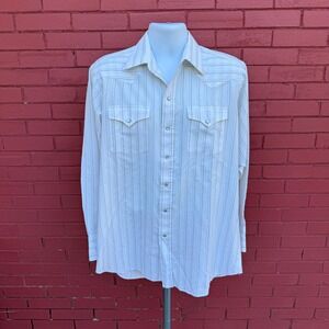 Vtg Mens Panhandle Slim Western Pearl Snap Striped Long Sleeve Shirt 16 1/2 35